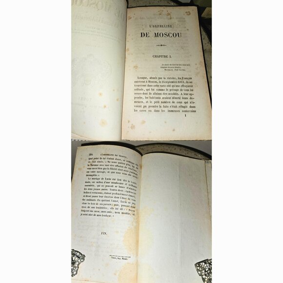 Antique 1851 French Gilded Cartonnage Book Decorative Gilt Romantic Cardboard - Picture 8 of 10